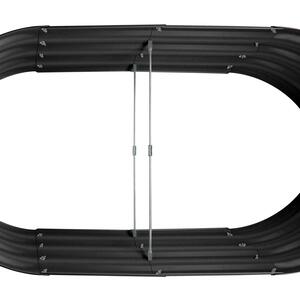 Rounded Galvanised Steel Raised Garden Bed - 180cm x 90cm - 2pc - Black by Harbour Housewares
