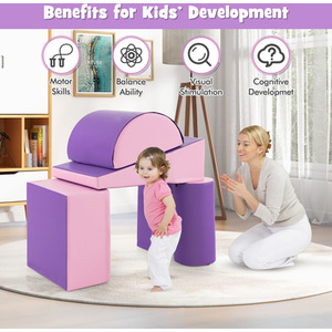 5 Pieces Kids Climb Crawl Foam Play Set - Purple by Costway