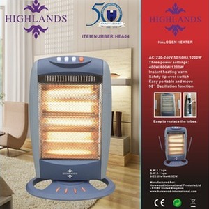 1200w Halogen Heater withReplaceable Tubes - Energy Saving - Grey by Highlands Homeware
