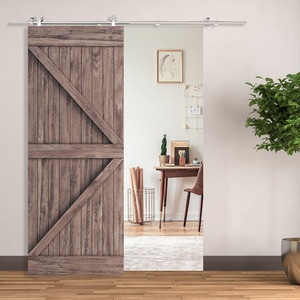 HOMCOM Wooden Sliding Door Kit - Brown by HOMCOM