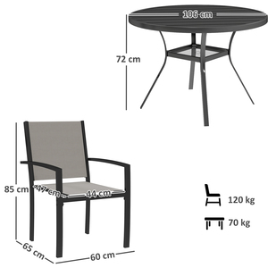 Outsunny 5 Piece Garden Furniture Set with 4 Stackable Chairs - Dark Grey by Outsunny