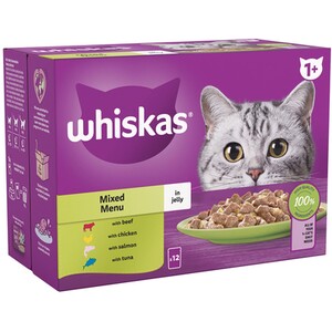Whiskas 1+ Pouches in Jelly - Mixed Menu / 12 by Whiskas