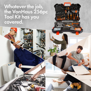 256 Piece Tool Set and Socket Set - Black by VonHaus