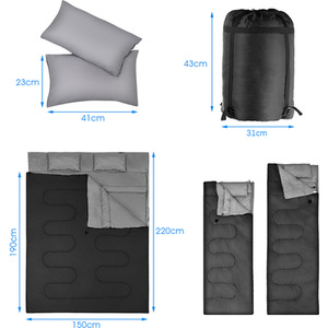 Costway Camping Sleeping Bag Double Sleeping Bag - Black + Gray by Costway