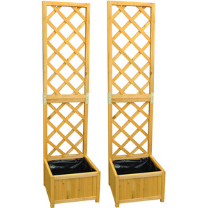 Wooden Garden Planter with Trellis - Tan / 2 by Selections