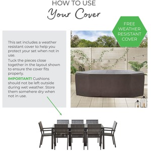 Dubai Outdoor 8 Seater Dining Set - Metal and Polywood, Modern Rustic Design - Grey by Furnitureboxuk