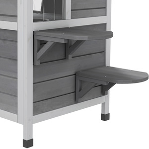 2 Story Indoor or Outdoor Cat House With Escape Door, Cat Shelter - Grey by PawHut