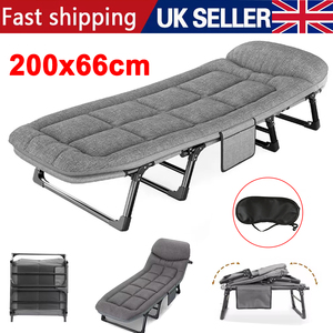 Oversized Folding Camping Cot with Mattress - Grey