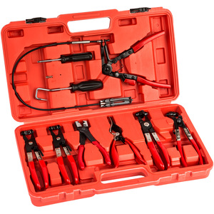 Hose Clamp Pliers And Hose Clip Pliers - 9-Piece Set, Case Included - Black & Red by tectake