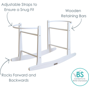 Rocking Moses Basket Stand - White by Clair de Lune
