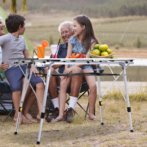 Outsunny Portable Rollup Aluminium Picnic Table - Silver by Outsunny
