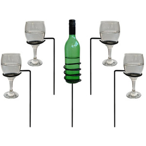 Outdoor Drinks Holder for Wine Bottle and Glasses - Green by Garden Pride