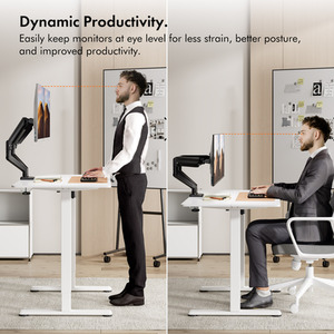 Height Adjustable Dual Gas Powered Monitor Stand with Tilt and Swivel - Black by VonHaus