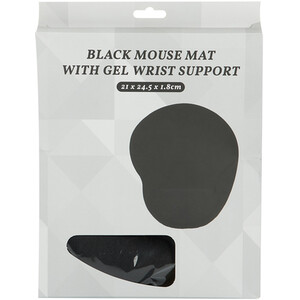 Mouse Mat with Gel Wrist Support - Black