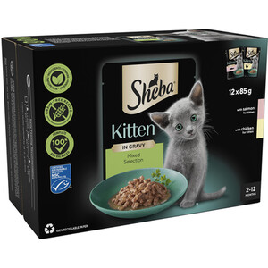 Sheba Mixed Selection Kitten Food Pouches in Gravy - 12 by Sheba
