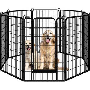 8 Panels Metal Dog Playpen Pet Exercise Barrier - Black / Medium by Yaheetech