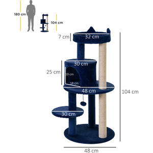 Pawhut 3 Tier Deluxe Cat Activity Tree - Blue by Pawhut