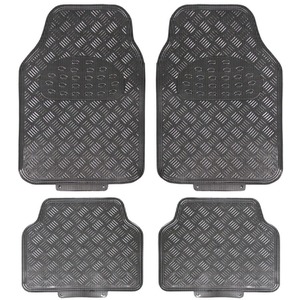 Titan Metallic Universal Rubber Backed Carbon Car Mat 4 Piece Set - Carbon by JVL