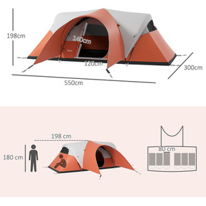 Outsunny 3000mm Waterproof Camping Tent with Porch and Sewn in Floor by Outsunny