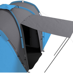 Outsunny 4-6 Man Tunnel Tent with 2 Bedroom and Living Area, Grey and Blue by Outsunny