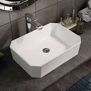BELOFAY Ceramic Cloakroom Basin Hand Washing Sink Modern Design Countertop Basin - White / 50cm / 13cm / 36cm by BELOFAY
