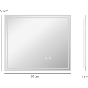 kleankin LED Bathroom Mirror with Lights Dimmable Touch Switch - Clear / 50cm by kleankin