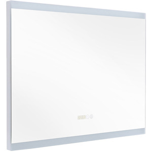Large Rectangular LED Bathroom Mirror with Digital Clock - White by Livingandhome