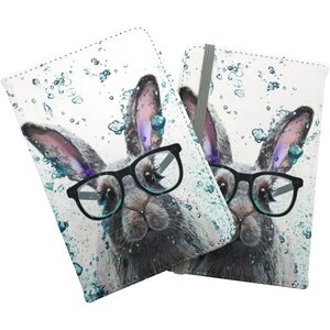 Rabbit With Glasses Splashart Passport Cover - Grey by Warren Reed - Designer
