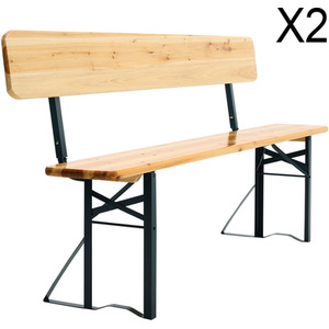 Folding Fir Wood Beer Table Trestle Bench Outdoor Picnic Party - Light Yellow / 45cm by Livingandhome