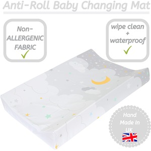 Anti-Roll Wedge Baby Changing Mat - Moon and Stars / Moon and Stars by Babycurls