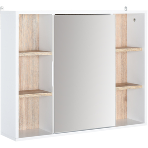 HOMCOM Bathroom Mirror Cabinet, Wall Mounted Medicine Cabinet with Shelf - White by HOMCOM