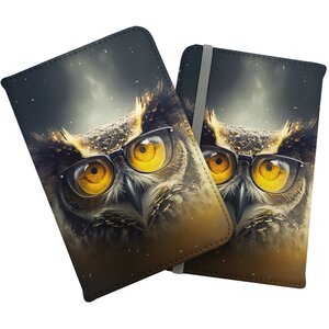 Owl With Glasses Splashart Passport Cover - Yellow by Warren Reed - Designer