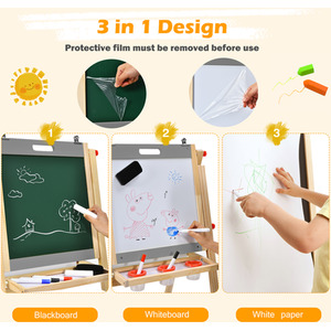 3-In-1 Foldable Kids Easel - Grey by Costway