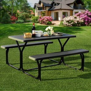 Picnic Table Bench Set - Black by Costway