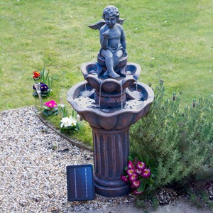 Minel Solar Powered Bird Bath and Water Feature - Brown by Primrose