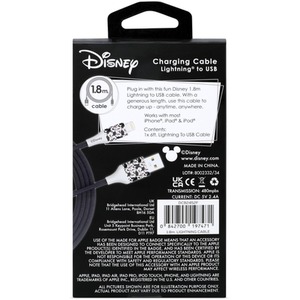Disney Mickey Mouse Lightning Braided Charging Cable - Black by Disney