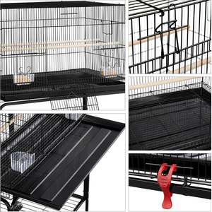 Small Birds Flight Cage with Rolling Stand - Black by Yaheetech