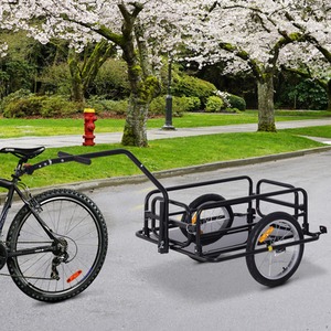 HOMCOM Folding Bicycle Cargo Storage Cart and Luggage Trailer with Hitch Black - Black by HOMCOM