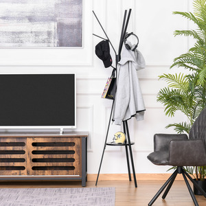 HOMCOM 180cm Free Standing Coat Rack - Black by HOMCOM