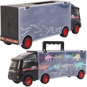 Dinosaur Toys Car 12 Pcs Transport Carrier Truck Toys Set - neutral