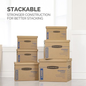 BANKERS BOX 10 Cardboard Moving Boxes Heavy Duty Double Wall Classic Moving Box - Light Brown / Medium / 38 Litres by BANKERS BOX