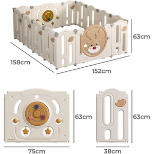 Foldable Baby Playpen - White / 14 Panels by Dekko