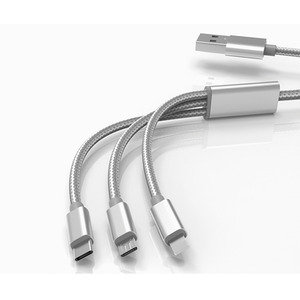 All-In-One USB Fast Charging Braided Cable - Silver