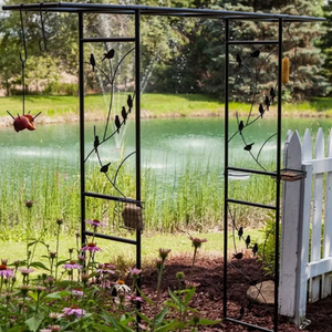 2m Garden Arch Bird Feeder - Black by Garden Mile