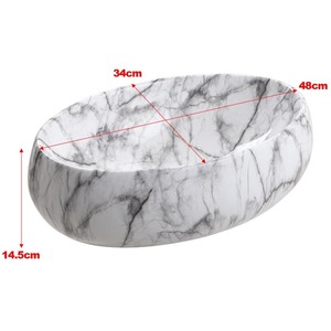Oval Marble Bathroom Sink With Waste Drainer - Grey + White by Livingandhome