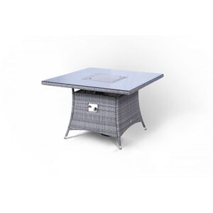 Arizona Fire Pit Square Rattan Patio Dining Set - Grey / 4 by Giardino