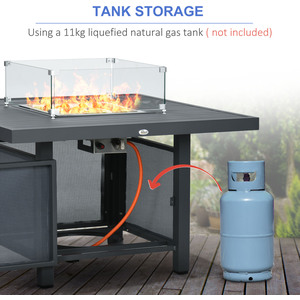 Outsunny 6pcs Aluminium Garden Furniture Set with Fire Pit Table - Grey by Outsunny