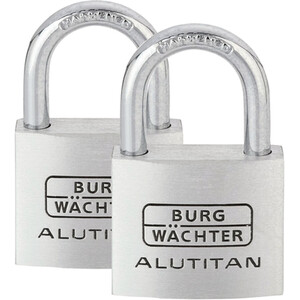 Pack of 2 Alutitan Aluminium Padlocks - Silver / 40mm by Burg-Wachter