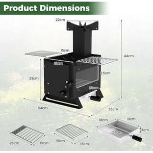 Portable Wood Burning Stove Mini Heater Burner - Black by Costway