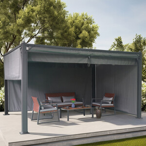 Naples Aluminum Pergola - Dark Grey / 4m by Malay